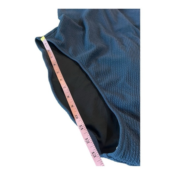 J.Crew Navy Textured Squareneck High Cut Leg One-Piece Swimsuit Size 24 NEW Plus - Picture 10 of 14